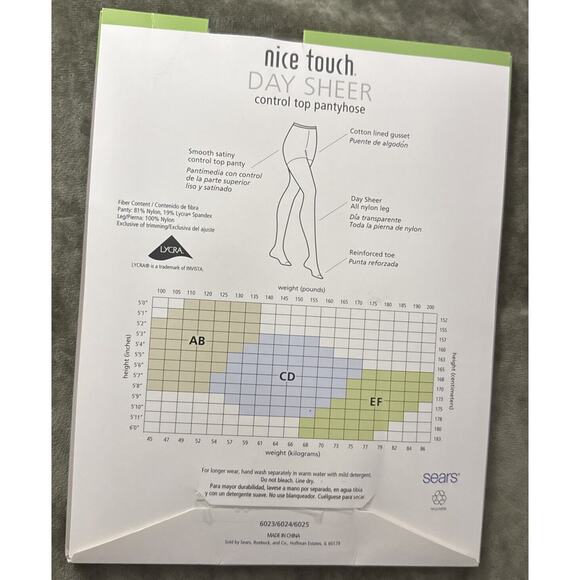 Nice Touch Day Sheer Natural Control Top Pantyhose Reinforced Toe Size CD 2 Pair - Picture 2 of 3